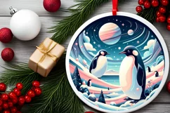 Round Christmas Ornament Sublimation|Clipart Product Image 2