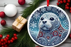 Round Christmas Ornament Sublimation|Clipart Product Image 1