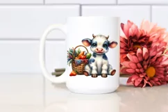 Quirky Baby Cow Holding Autumn Vegetables Product Image 2