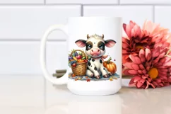 Quirky Baby Cow Holding Autumn Vegetables Product Image 2