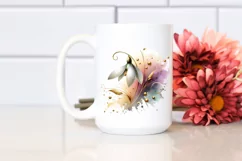 Abstract Glossy Snowdrop with Golden Accents | Watercolor Product Image 2
