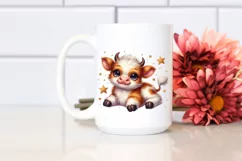 Cute Baby Highland Cow Smiling Star | Clipart Product Image 2