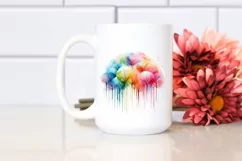 Abstract Pastel Rainbow Trees Watercolor Clipart Product Image 2