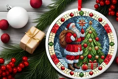 Round Christmas Ornament Sublimation|Clipart Product Image 1