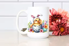 Easter Duckling Bunny Flower, Clipart |T-shirt, Mug PNG Product Image 2