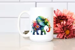 Vibrant Abstract Flowers Elephant PNG Product Image 2