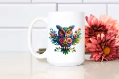 Vibrant Abstract Flowers Owl PNG Product Image 2