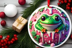 Pastel Marzipan Christmas Frog Round PNG Product Image 2
