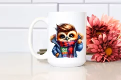 Cute Baby Owl Posing, Vibrant Drawing PNG Product Image 2