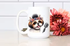 Funny Saint Bernard Punk Singer | Watercolor Clipart Product Image 2