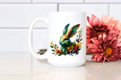 Vibrant Watercolor Rabbit with Flowers, PNG Product Image 2