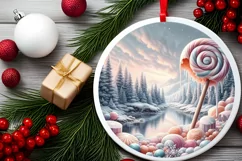 Molten Candy Winter Scene Round Christmas Ornament Product Image 2