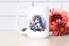 Colorful Baby Unicorn with Puck, PNG Product Image 2