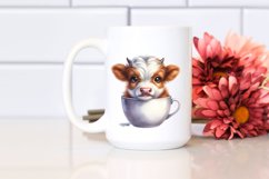 Colorful Cute Baby Highland Cow in a Cup | Clipart Product Image 2