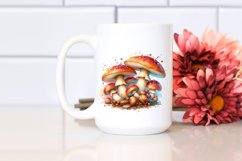 Detailed Pastel Glossy Mushroom,Watercolor Splash PNG Product Image 2