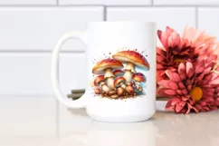 Detailed Pastel Glossy Mushroom,Watercolor Splash PNG Product Image 2
