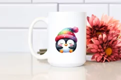 Colorful Watercolor Wimsical Penguin Sleeping | Clipart Product Image 2