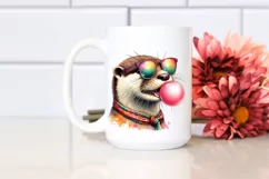 Colorful Otter Chewing Gum | Sublimation Clipart Product Image 2