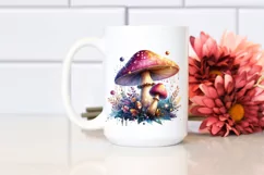 Glossy Magical Mushroom,Watercolor Splash PNG Product Image 2