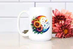 Colorful Half Moon with Sunflowers, PNG Product Image 2