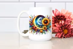 Colorful Half Moon with Sunflowers, PNG Product Image 2