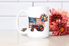 Vintage Tractor Balloons Usa Flag | Clipart Product Image 2