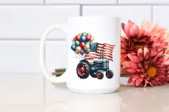 Vintage Tractor Balloons Usa Flag | Clipart Product Image 2