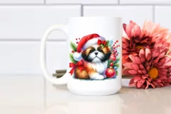 Shih Tzu with Christmas Decorations PNG Product Image 2