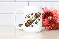 Vintage Skateboard With Stars | Clipart | Sublimation Product Image 2