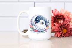 Colorful Watercolor Wimsical Swan Sleeping | Clipart Product Image 2