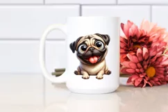 Cute Funny Smiling Pug Watercolor Clipart Product Image 2