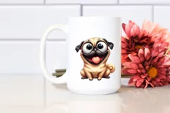 Cute Funny Smiling Pug Watercolor Clipart Product Image 2