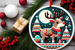 Round Christmas Ornament Sublimation|Clipart Product Image 2