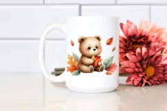Funny Baby Bear Autumn Leaves | Sublimation | Clipart Product Image 2