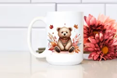 Funny Baby Bear Autumn Leaves | Sublimation | Clipart Product Image 2