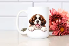 Funny Smiling Baby Saint Bernard Watercolor Clipart Product Image 2