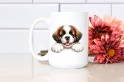 Funny Smiling Baby Saint Bernard Watercolor Clipart Product Image 2