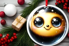 Bee with big eyes Round Christmas Ornament Sublimation PNG Product Image 2