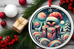 Round Christmas Ornament Sublimation|Clipart Product Image 1