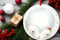 Polar Bear Christmas Ornament Sublimation PNG Product Image 2