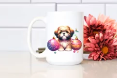 Vibrant Shih Tzu with Christmass Globes PNG Product Image 2