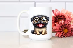 Cute Funny Smiling Pug Watercolor Clipart Product Image 2