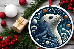 Round Christmas Ornament Sublimation|Clipart Product Image 2
