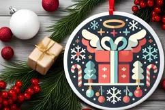 Round Christmas Ornament Sublimation|Clipart Product Image 1
