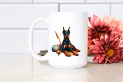 Cute Doberman Pinscher in Summer Scene | Clipart Product Image 2