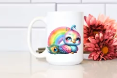 Colorful Cute Baby Peacock Watercolor Clipart Product Image 2