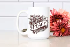 Peace Watercolor Poinsettia Png Product Image 2