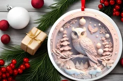 Christmas Owl Cute Animal Ornament Sublimation Product Image 1