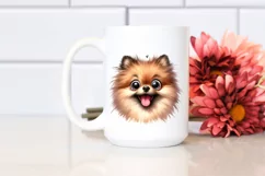 Colorful Crazy Watercolor Pomeranian Sublimation Clipart Product Image 2