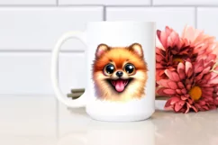Colorful Crazy Watercolor Pomeranian Sublimation Clipart Product Image 2
